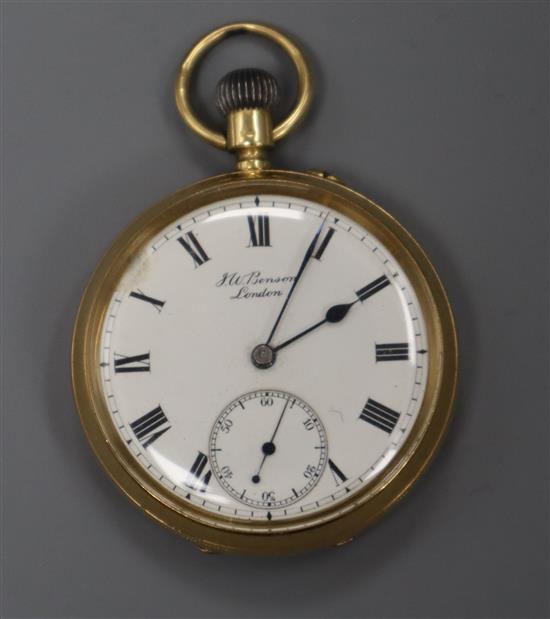 A George 18ct gold J.W. Benson keyless pocket watch dated 1912.